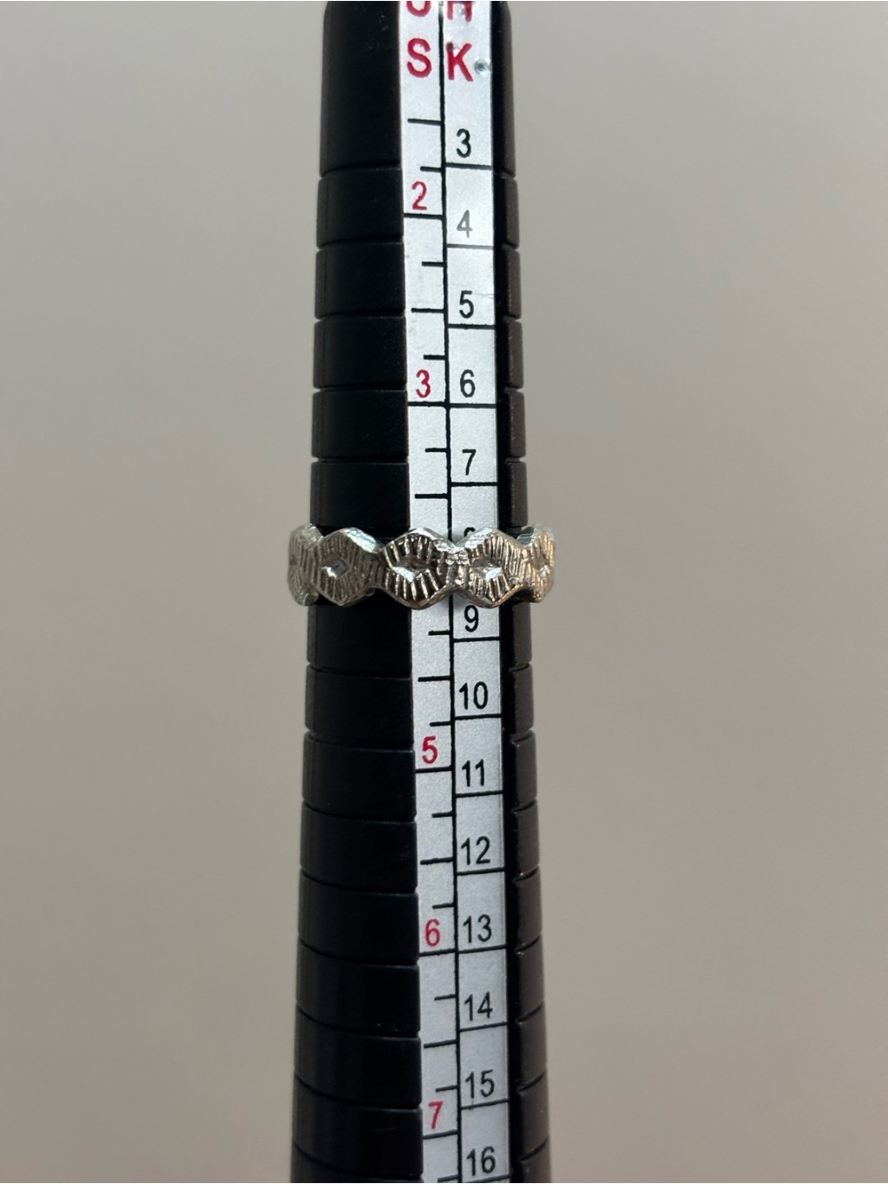 Patterned Silver-Tone Pinky/Midi Ring - Open Torc Band